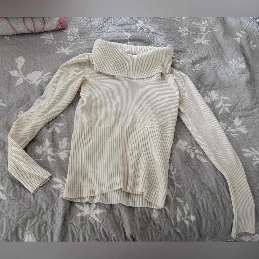 Michael Kors off white  Ribbed Turtleneck Blouse
